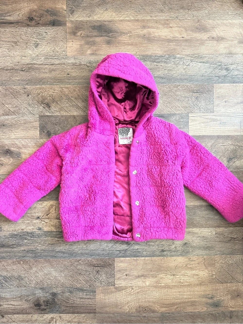 Kensie Girl Girls Pink Faux Fur Hooded Jacket Size 5/6